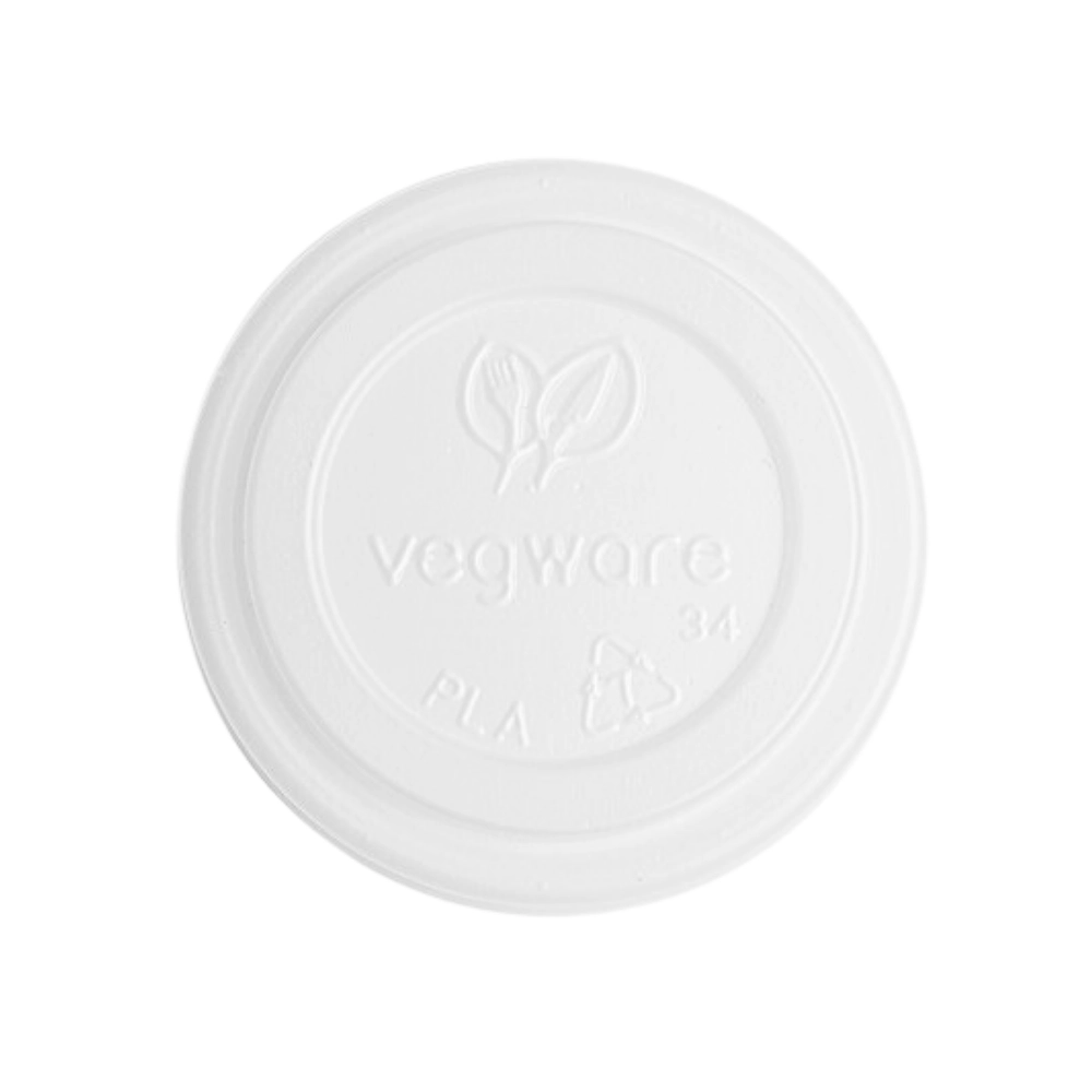 Compostable Lids 62mm - For Vegware 4oz Hot Cups Only (Pk of 50) WHITE